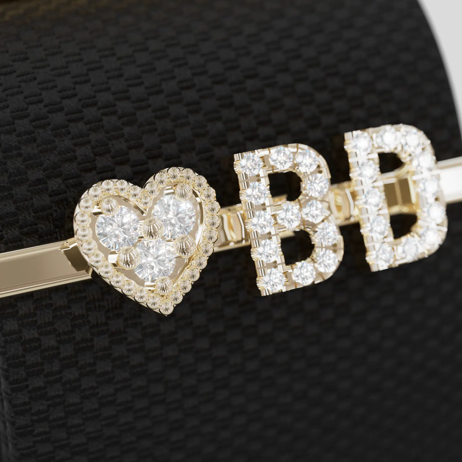 custom letter charm with crystal symbol detail