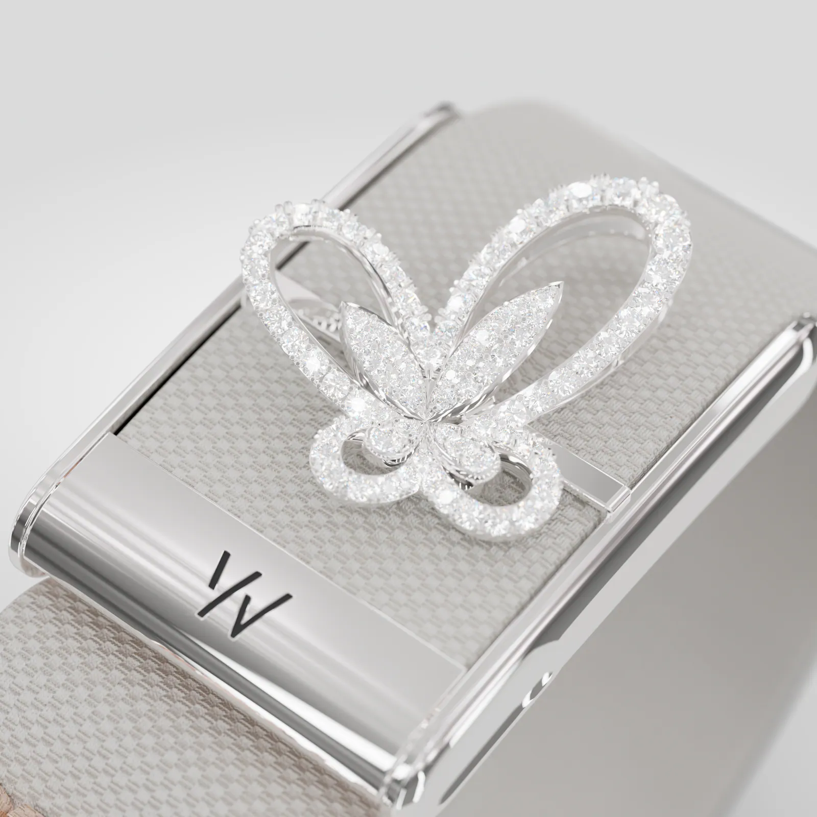 crystal letter band charm for wearable band in silver tone